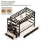 Twin Over Twin Bunk Bed with 3-Step Staircase and Storage Shelf